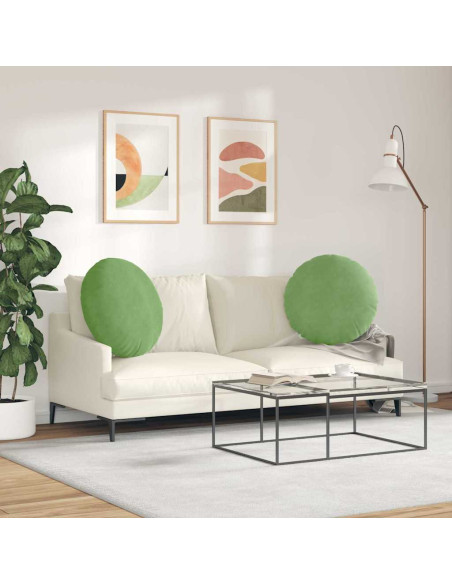 Cuscini per Seduta 2 pcs Verde chiaro Ø 40 x 13 cm Velluto