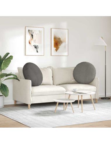 Cuscini per Seduta 2 pcs Grigio chiaro Ø 60 cm Tessuto in Cords