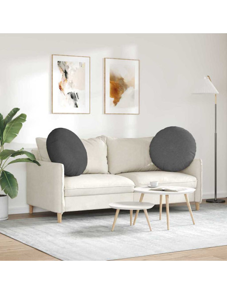 Cuscini per Seduta 2 pcs Grigio scuro Ø 60 cm Tessuto in Cords