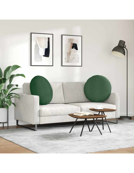 Cuscini per Seduta 2 pcs Verde Scuro Ø 60 cm Tessuto in Cords