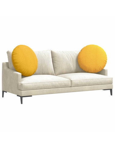 Cuscini per Seduta 2 pcs Giallo Chiaro Ø 60 cm Tessuto in Cords