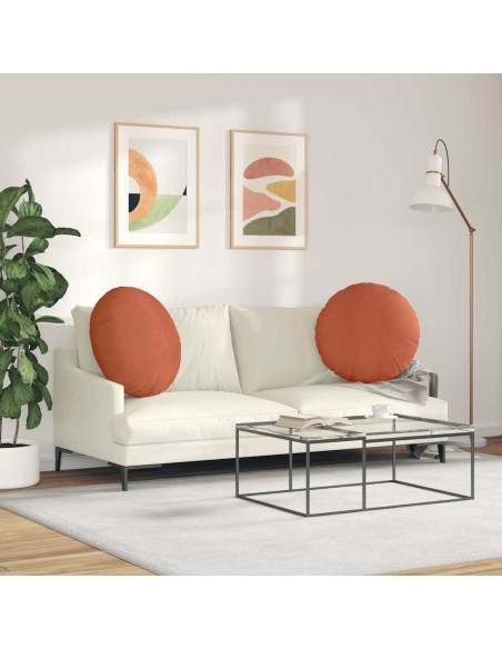 Cuscini per Seduta 2 pcs Rosso Arancio Ø 60 cm Tessuto in Cords