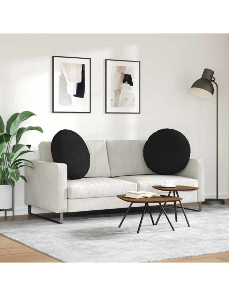 Cuscini per Seduta 2 pcs Nero Ø80 x 29 cm Tessuto