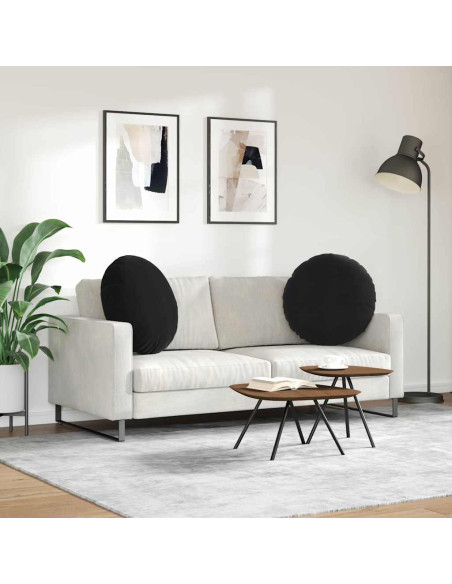 Cuscini per Seduta 2 pcs Nero Ø 80 x 29 cm Velluto
