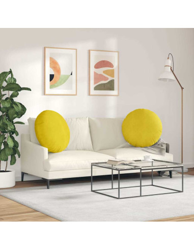 Cuscini per Seduta 2 pcs Giallo Ø 80 x 29 cm Velluto