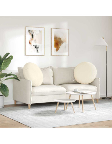 Cuscini per Seduta 2 pcs Crema Ø 80 cm Tessuto in Cords