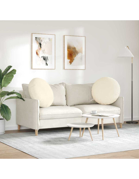 Cuscini per Seduta 2 pcs Crema Ø 80 cm Tessuto in Cords