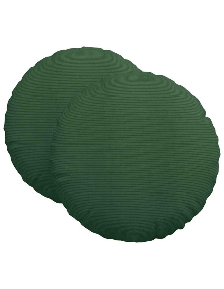 Cuscini per Seduta 2 pcs Verde Scuro Ø 80 cm Tessuto in Cords
