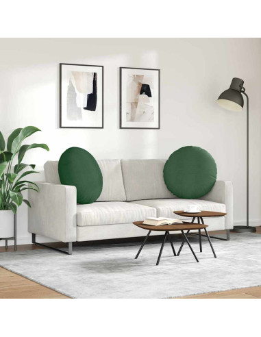 Cuscini per Seduta 2 pcs Verde Scuro Ø 80 cm Tessuto in Cords