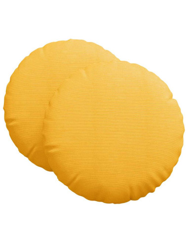 Cuscini per Seduta 2 pcs Giallo Chiaro Ø 80 cm Tessuto in Cords