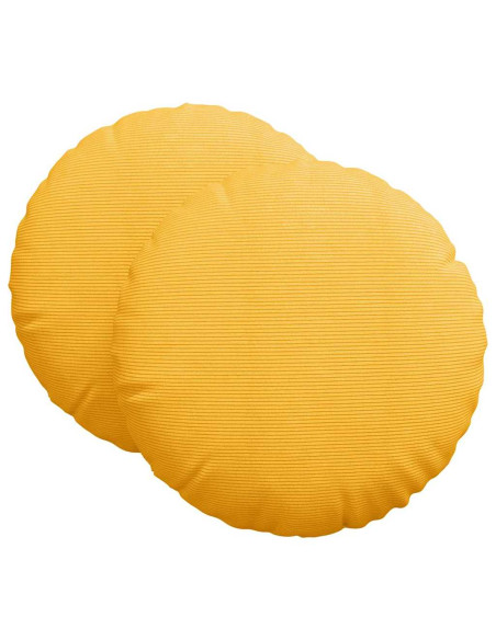 Cuscini per Seduta 2 pcs Giallo Chiaro Ø 80 cm Tessuto in Cords