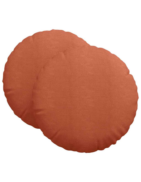 Cuscini per Seduta 2 pcs Rosso Arancio Ø 80 cm Tessuto in Cords