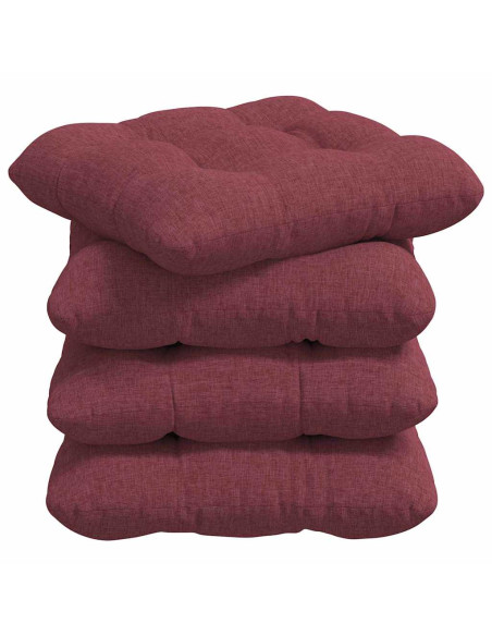 Cuscini per Seduta 4 pcs Rosso Vino 40 x 40 x 12 cm Tessuto