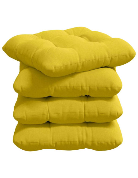 Cuscini per Seduta 4 pcs Giallo Chiaro 40 x 40 x 12 cm Tessuto