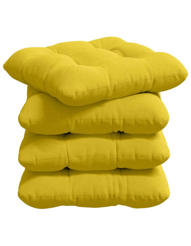 Cuscini per Seduta 4 pcs Giallo Chiaro 45 x 45 x 12 cm Tessuto