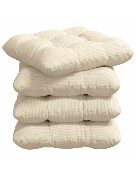 Cuscini per Seduta 4 pcs Crema 45 x 45 cm Tessuto in Cords