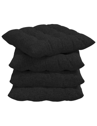 Cuscini per Seduta 4 pcs Nero 40 x 40 x 6 cm Tessuto
