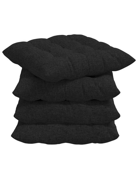 Cuscini per Seduta 4 pcs Nero 40 x 40 x 6 cm Tessuto