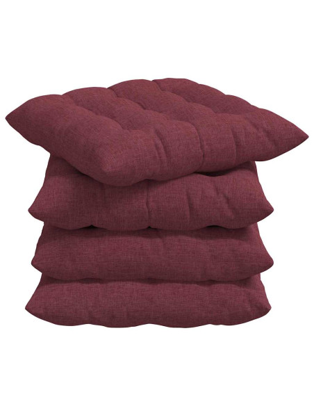 Cuscini per Seduta 4 pcs Rosso Vino 40 x 40 x 6 cm Tessuto