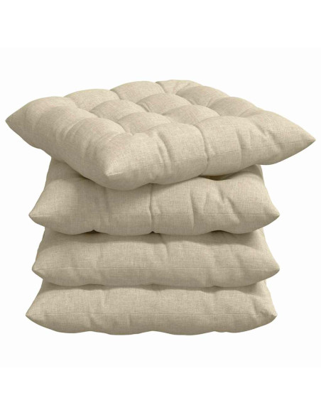 Cuscini per Seduta 4 pcs Crema 40 x 40 x 6 cm Tessuto