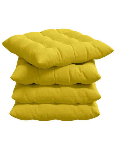 Cuscini per Seduta 4 pcs Giallo Chiaro 40 x 40 x 6 cm Tessuto