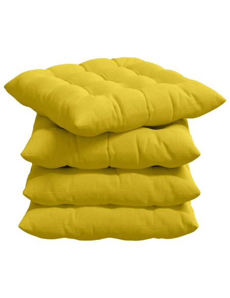 Cuscini per Seduta 4 pcs Giallo Chiaro 40 x 40 x 6 cm Tessuto