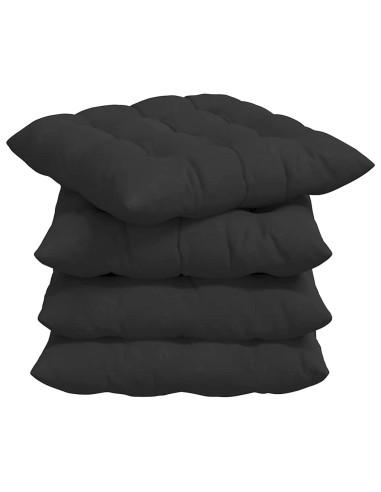 Cuscini per Seduta 4 pcs Nero 40 x 40 x 6 cm Microfibra