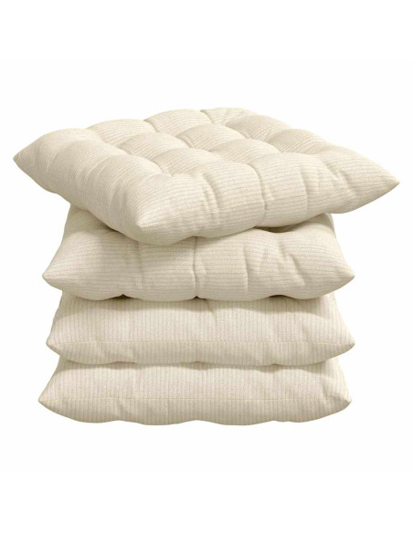 Cuscini per Seduta 4 pcs Crema 40 x 40 x 6 cm Tessuto in Cords