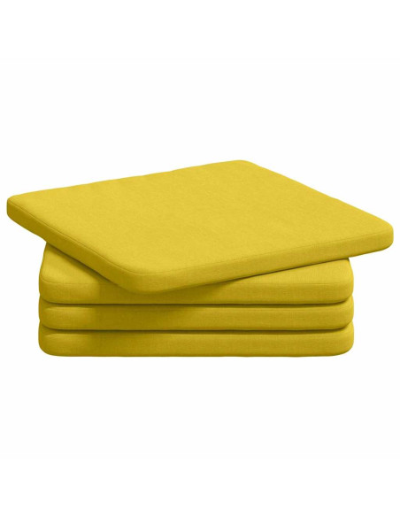 Cuscini per Seduta 4 pcs Giallo Chiaro 40 x 40 x 3 cm Tessuto