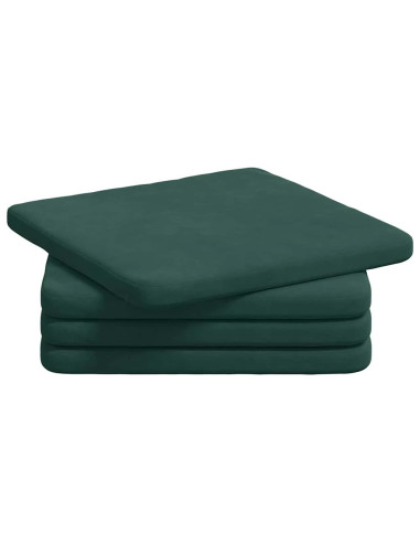 Cuscini per Seduta 4 pcs Verde Scuro 40 x 40 x 3 cm Velluto