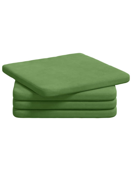 Cuscini per Seduta 4 pcs Verde chiaro 40 x 40 x 3 cm Velluto