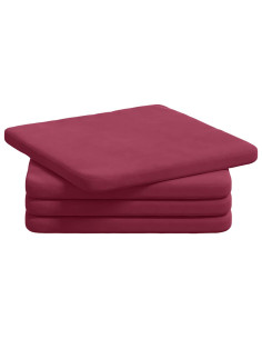 Cuscini per Seduta 4 pcs Rosso Vino 40 x 40 x 3 cm Velluto 2
