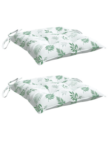 Cuscini per Sedia 2 pz Motivo a Foglie 40x40x7 cm Tessuto