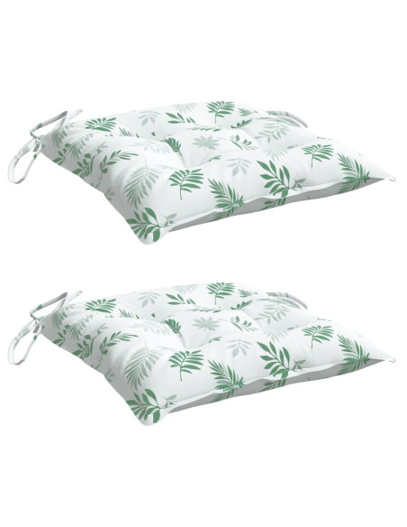 Cuscini per Sedia 2 pz Motivo a Foglie 40x40x7 cm Tessuto