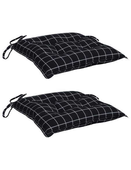Cuscini per Sedia 2 pz a Quadri Neri 50x50x7 cm Tessuto Oxford