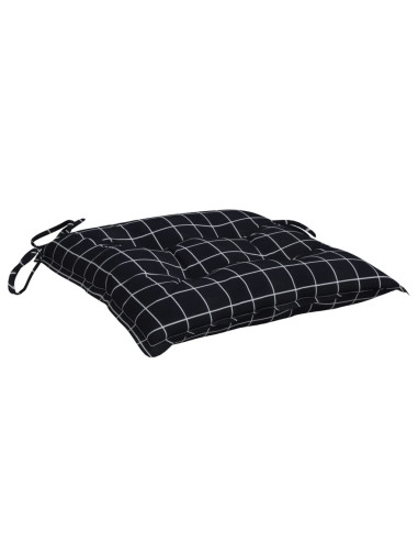 Cuscini per Sedia 2 pz a Quadri Neri 50x50x7 cm Tessuto Oxford