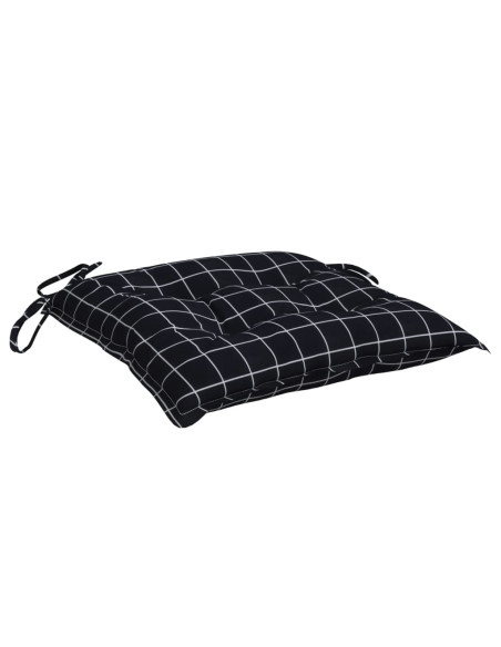 Cuscini per Sedia 2 pz a Quadri Neri 50x50x7 cm Tessuto Oxford