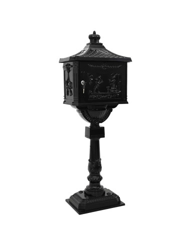 Cassetta Postale Verticale con porta Nero 42,5 x 29,5 x 117 cm