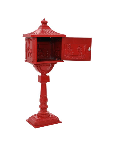 Cassetta Postale Verticale con porta Rosso 42,5 x 29,5 x 117 cm