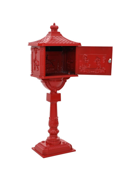 Cassetta Postale Verticale con porta Rosso 42,5 x 29,5 x 117 cm