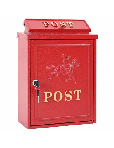 Cassetta Postale da Muro con porta Rosso 29 x 13 x 41 cm