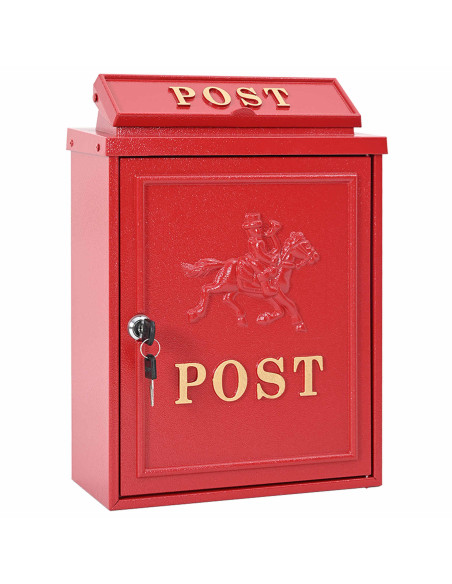 Cassetta Postale da Muro con porta Rosso 29 x 13 x 41 cm