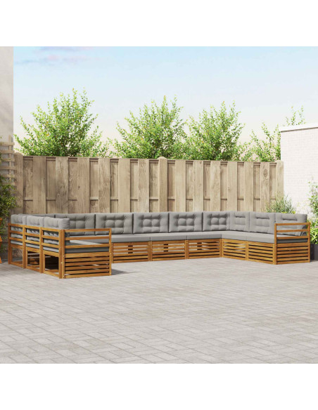 Set divani con cuscino 10 pcs Grigio Naturale e Chiaro