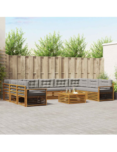 Set divani con cuscino 10 pcs Grigio Naturale e Chiaro