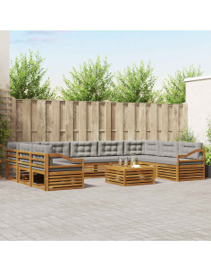 Set divani con cuscino 10 pcs Grigio Naturale e Chiaro