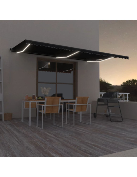 Tenda da Sole Retrattile Manuale con LED 600x350 cm Antracite