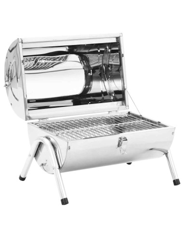 Barbecue da Tavolo Portatile in Acciaio Inox con Doppia Griglia