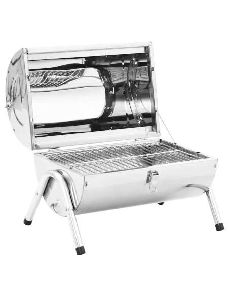 Barbecue da Tavolo Portatile in Acciaio Inox con Doppia Griglia