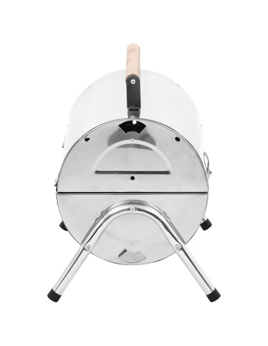 Barbecue da Tavolo Portatile in Acciaio Inox con Doppia Griglia