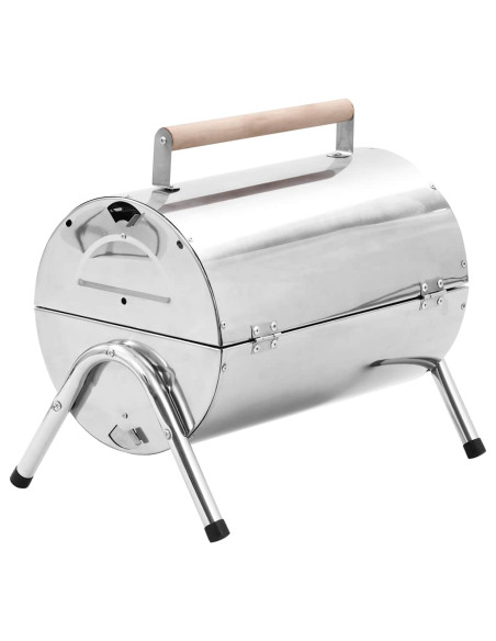 Barbecue da Tavolo Portatile in Acciaio Inox con Doppia Griglia
